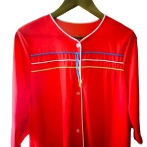 Lorraine Vintage Long Robe Rainbow Sixties Tropical Loungewear Nylon Medium